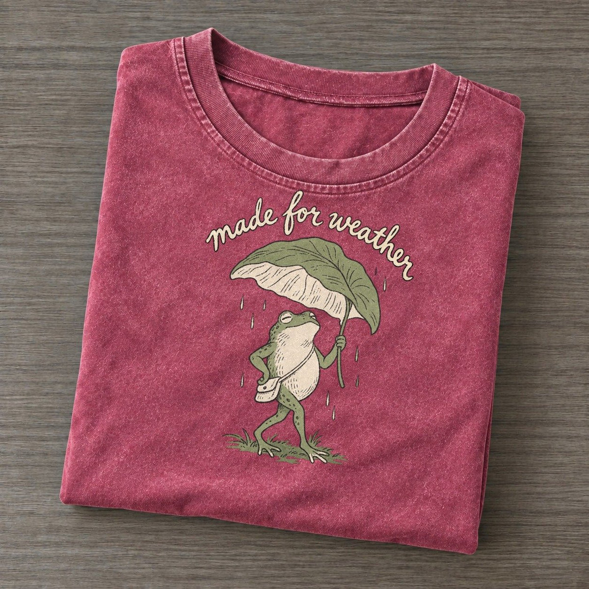 Leaf Umbrella Pond Folk Vintage T-shirt – Raspberry