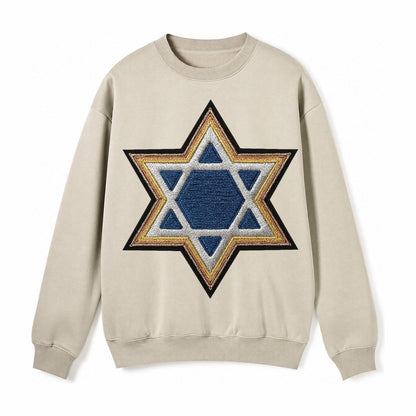 Star Of David Fleece Sweatshirt – Light Khaki