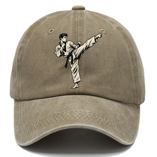 Taekwondo Roundhouse Kick Global Sports Ink Figures Classic Cap – Warm Sand