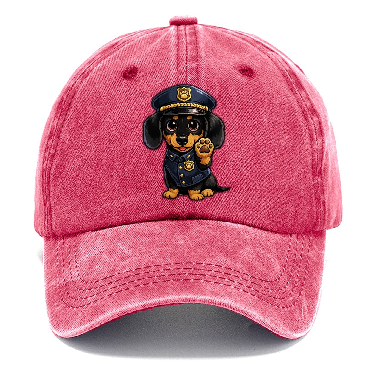 Police Officer Dachshund Classic Cap – Pomegranate Blush