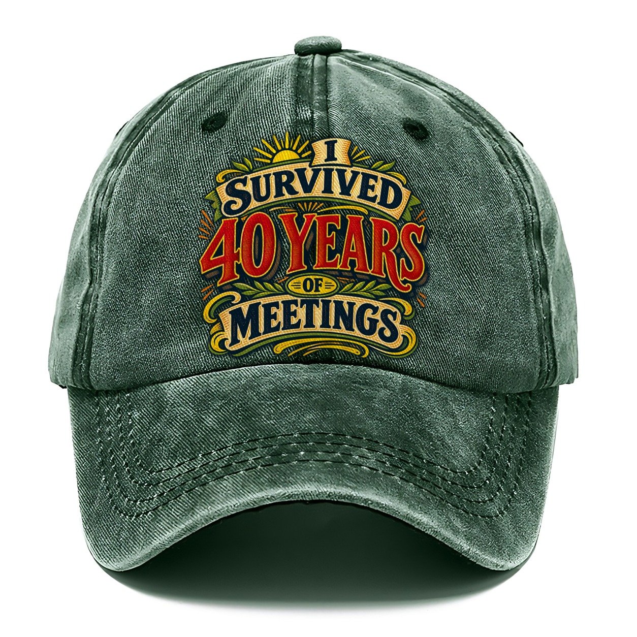 I Survived 40 Years Of Meetings Retired Living Classic Cap – Forest Mist