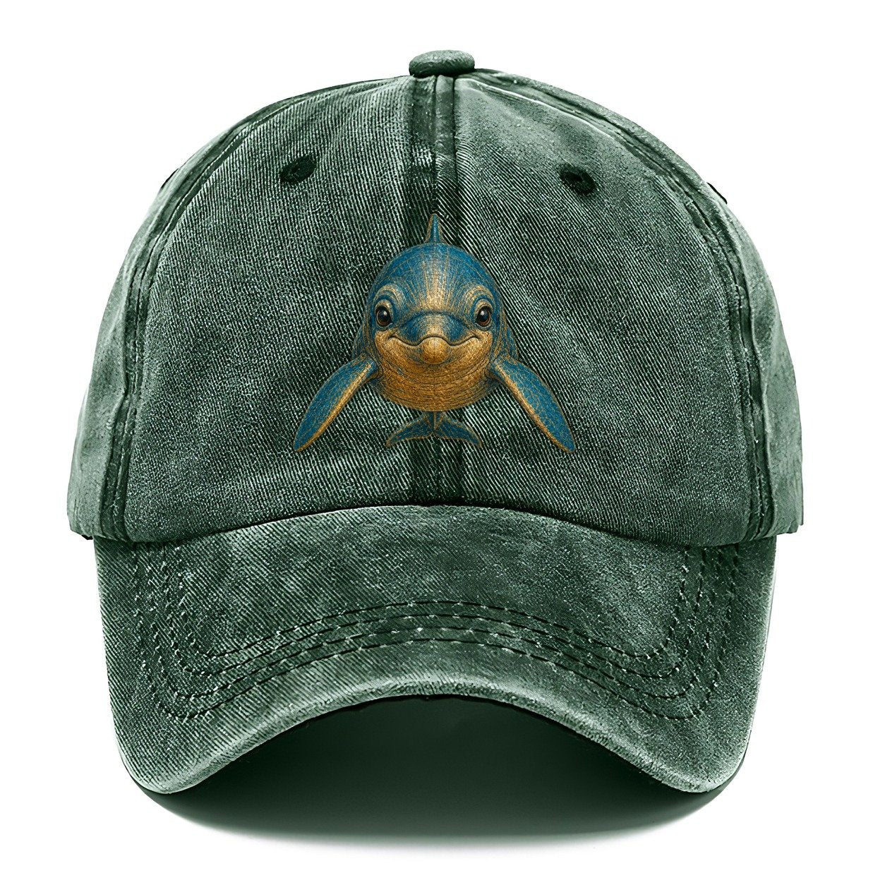 Vintage Blue and Gold Dolphin Classic Cap – Forest Mist