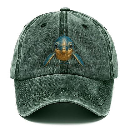 Vintage Blue and Gold Dolphin Classic Cap – Forest Mist