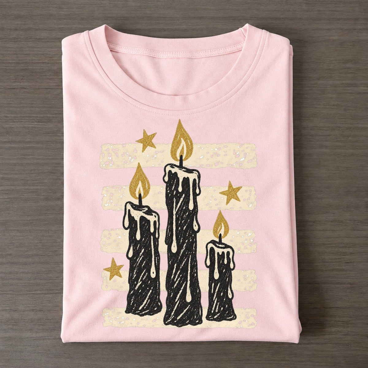 Chalk Candles Night Stripes Classic T-shirt – Pink