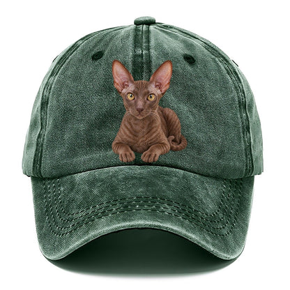 Cornish Rex Reclining Paws Forward Realistic Cat Portrait Classic Cap – Forest Mist