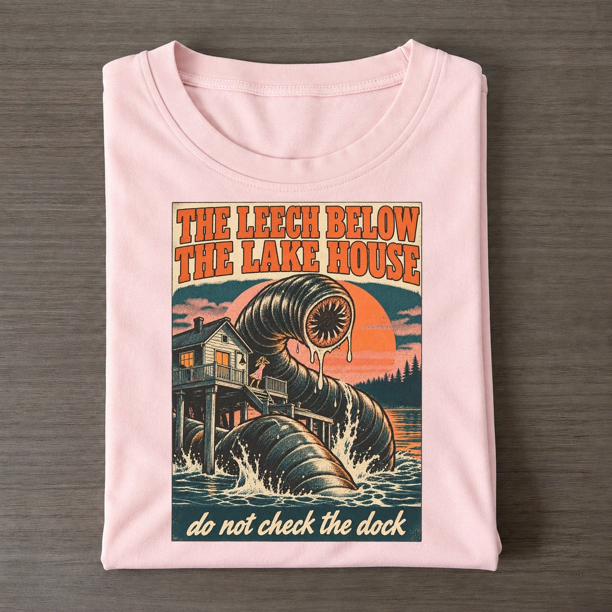 The Leech Below The Lake House Drive In Monsters Classic T-shirt – Pink