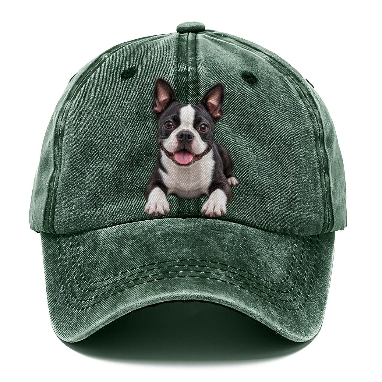 Boston Terrier Lying Down Top Breeds Classic Cap – Forest Mist