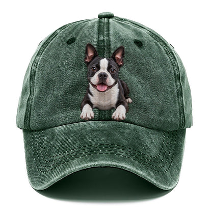 Boston Terrier Lying Down Top Breeds Classic Cap – Forest Mist