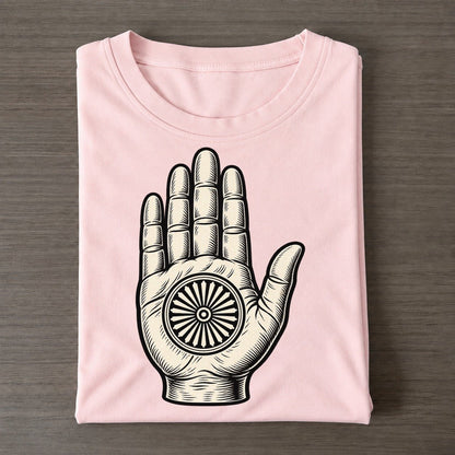Jain Ahimsa Hand And Wheel World Faiths Ink Figures Classic T-shirt – Pink