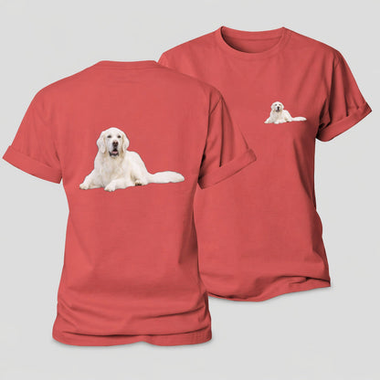 White English Cream Golden Retrievers Women's Cotton T-Shirt – Coral Red