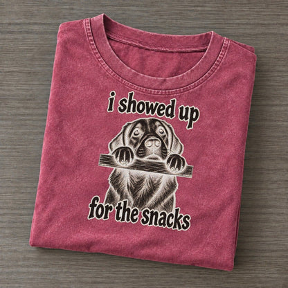 A Dog With Its Chin Resting On The Edge Of A Table Eyes Raised Bark For Me Vintage T-shirt – Raspberry