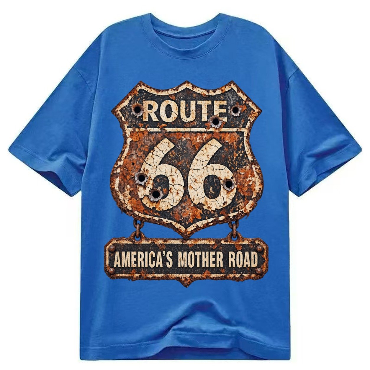 Route 66 Weathered Classic T-shirt – Blue