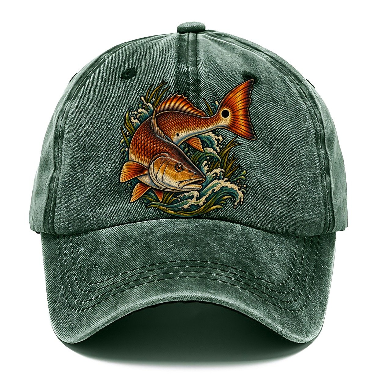 Redfish Tail Spot Fishing Club Classic Cap – Forest Mist