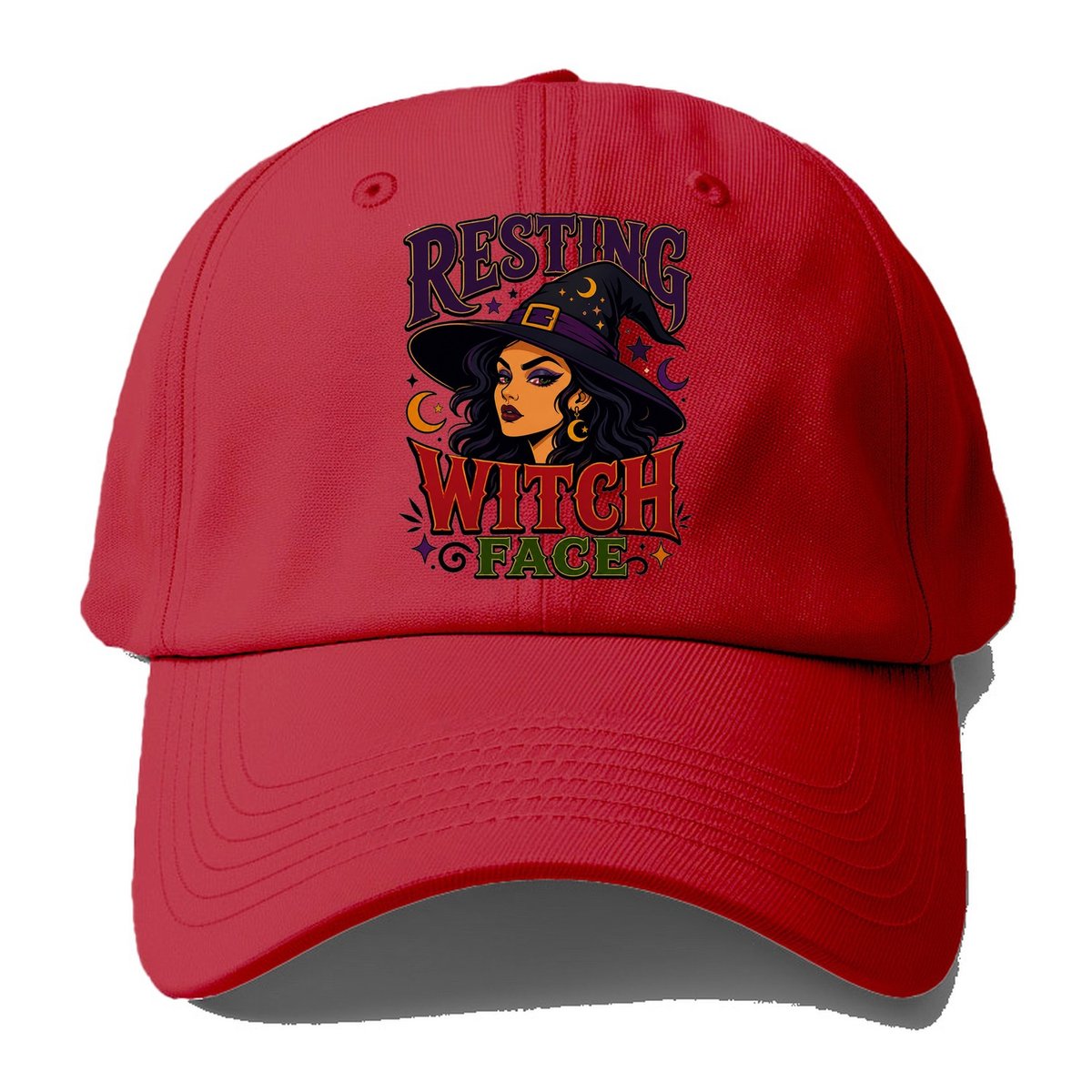 Resting Witch Face Baseball Cap – Red