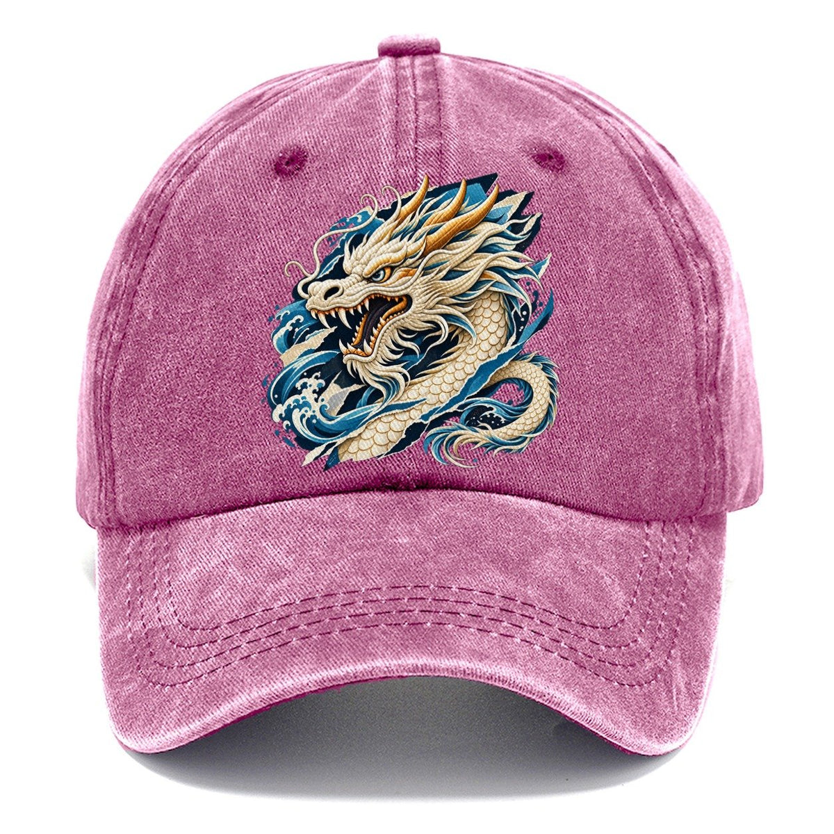 Roaring Dragon with Blue Waves Classic Cap – Dusty Rose
