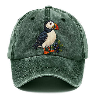 Atlantic Puffin And Crowberry Canada Cultural Icons Classic Cap – Forest Mist