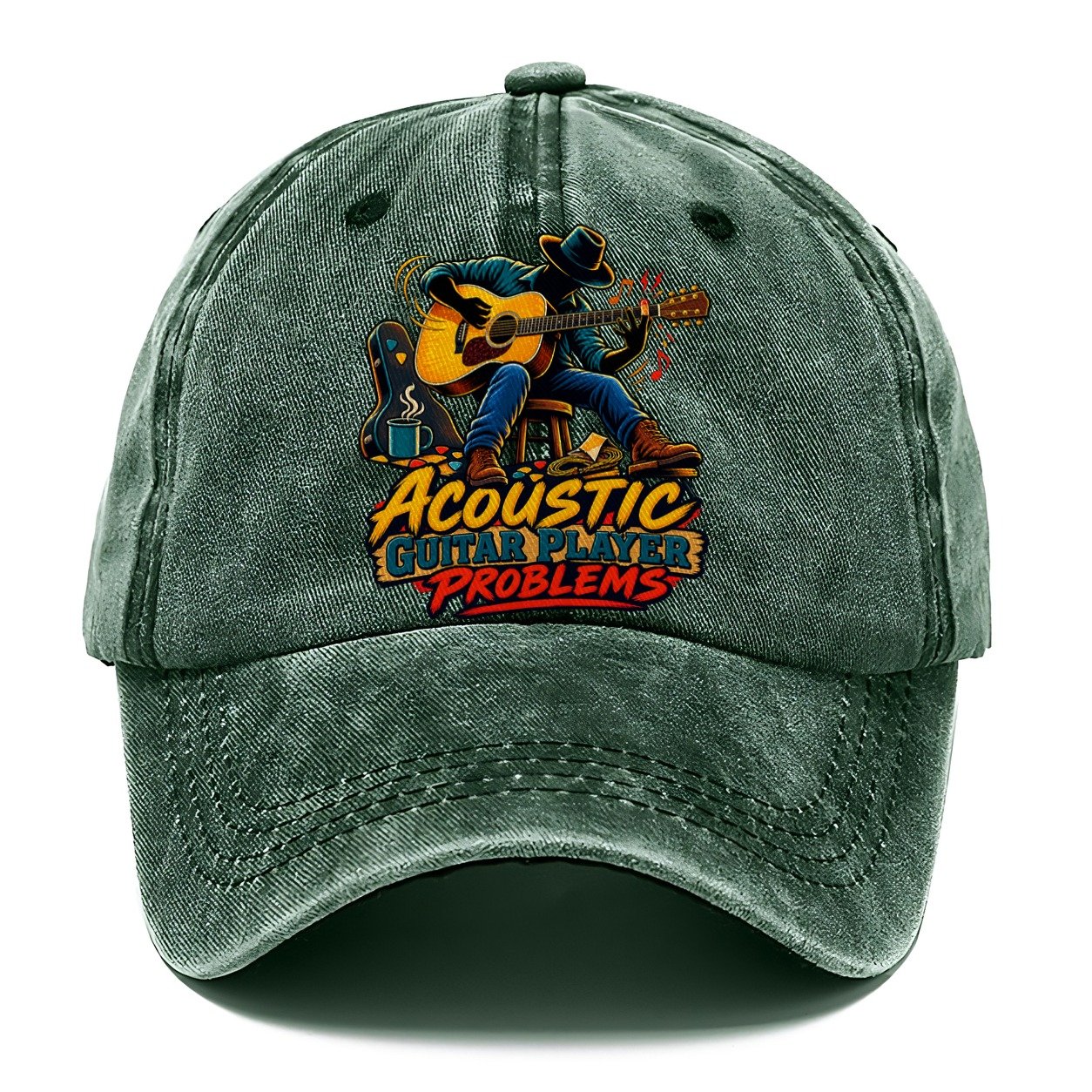 Acoustic Guitar Player Problems Music Instruments Classic Cap – Forest Mist