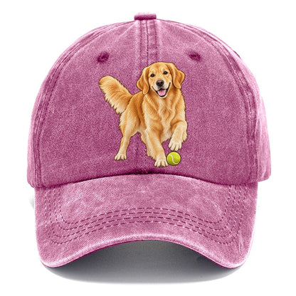 Golden Retriever with Tennis Ball Classic Cap – Dusty Rose