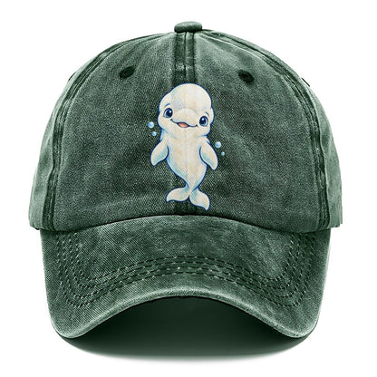 Beluga Whale Front Smile Sea Sprite Classic Cap – Forest Mist