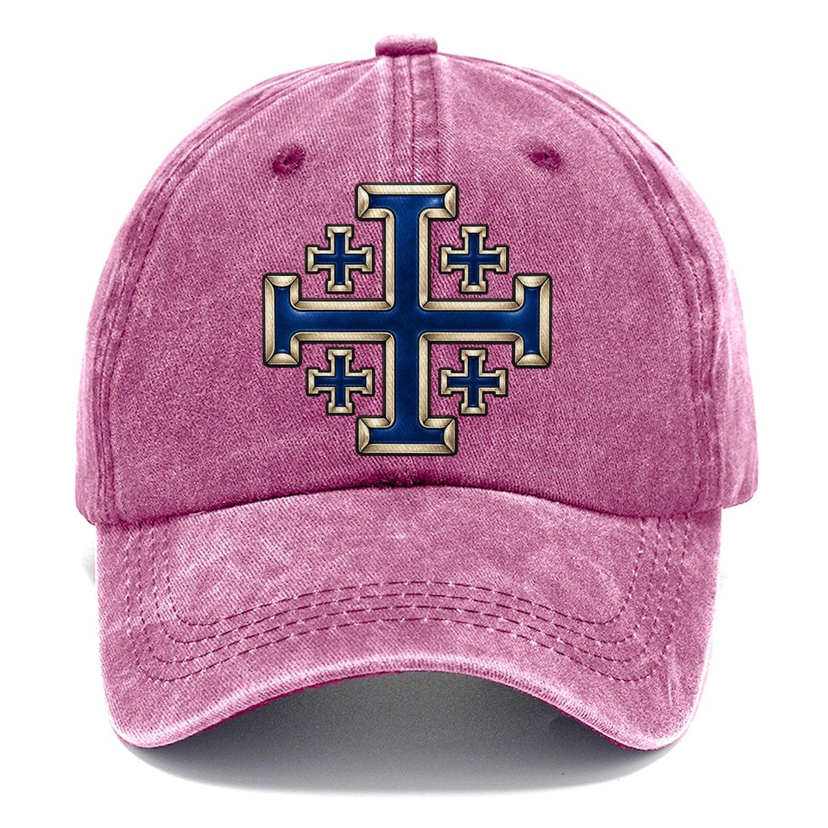 Jerusalem Cross Blue Enamel Character Club Classic Cap – Dusty Rose