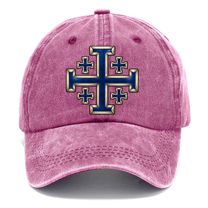 Jerusalem Cross Blue Enamel Character Club Classic Cap – Dusty Rose