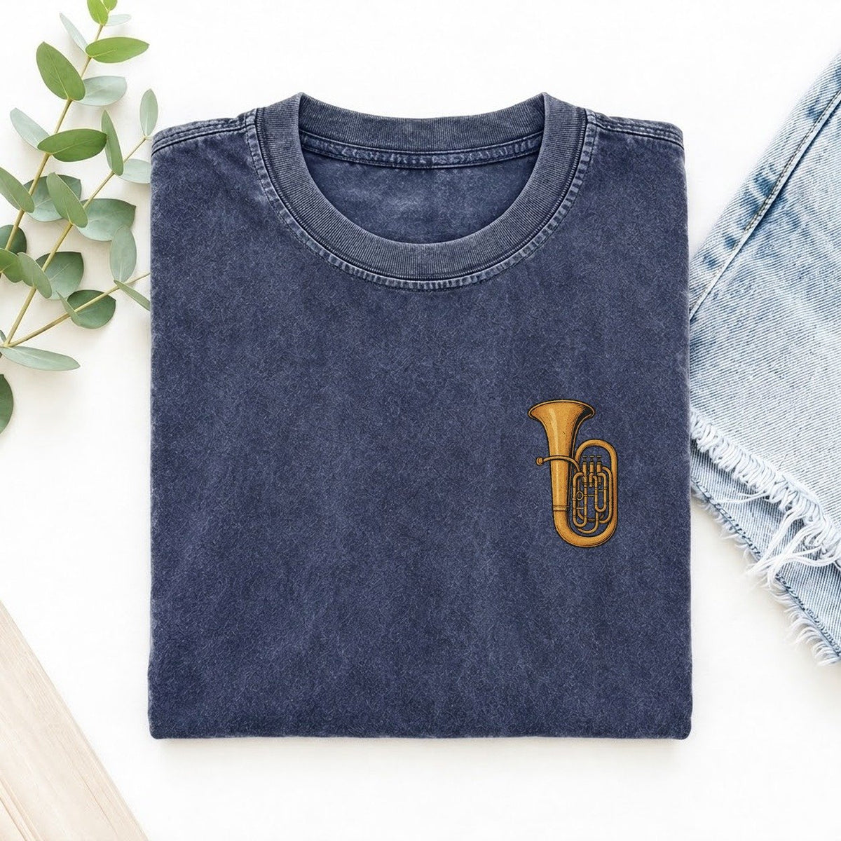 Tuba Left Chest Vintage T-shirt – Blue