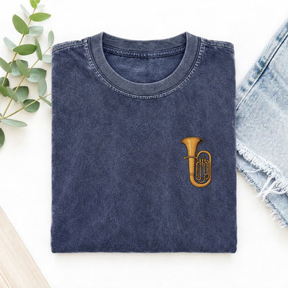 Tuba Left Chest Vintage T-shirt – Blue