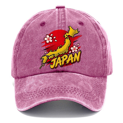 Japan Map Cherry Blossom Sun Classic Cap – Dusty Rose