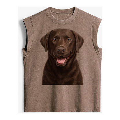 Labrador Friendly Family Vintage Washed Tank – Brown