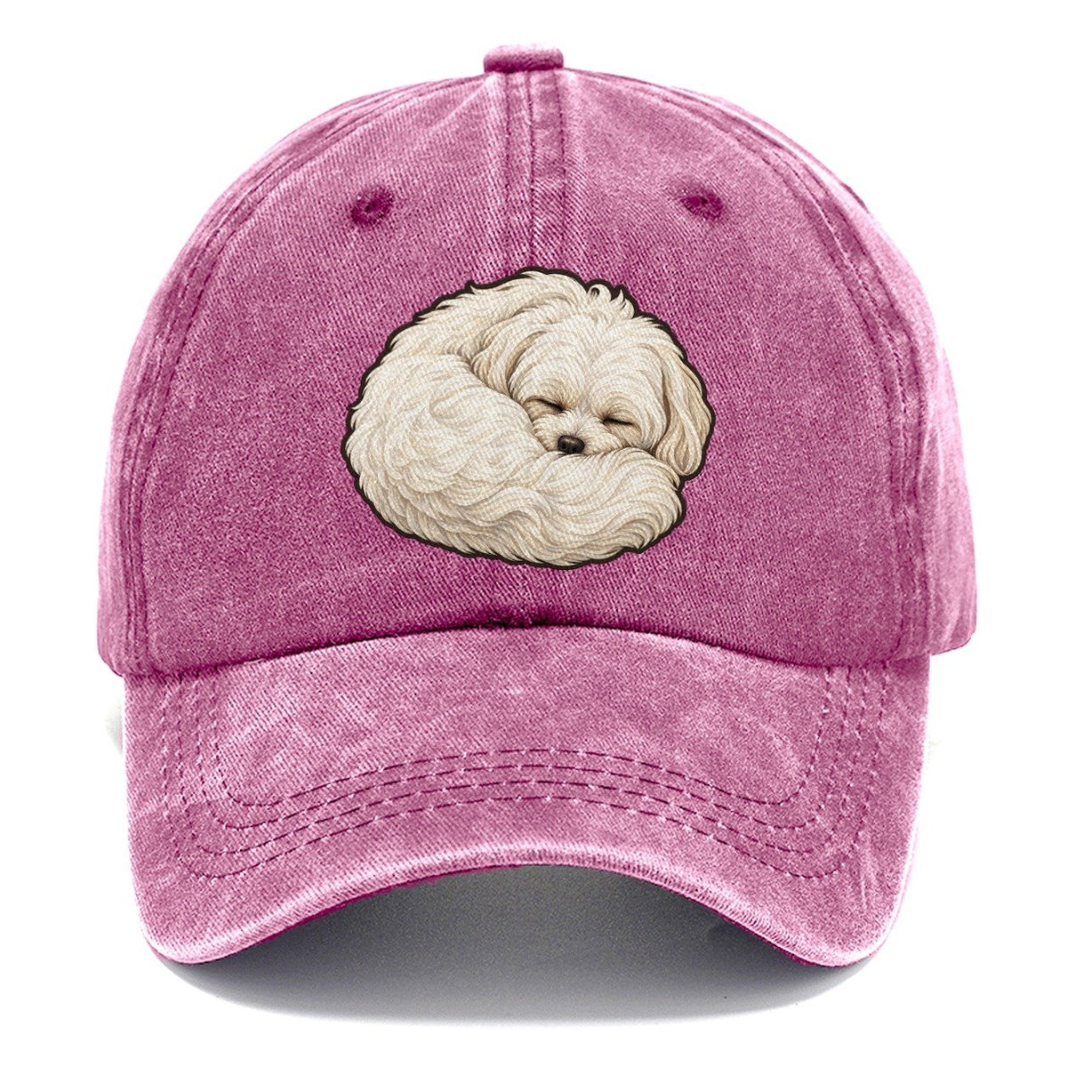 Maltese Curled Asleep Fan Favorites Classic Cap – Dusty Rose