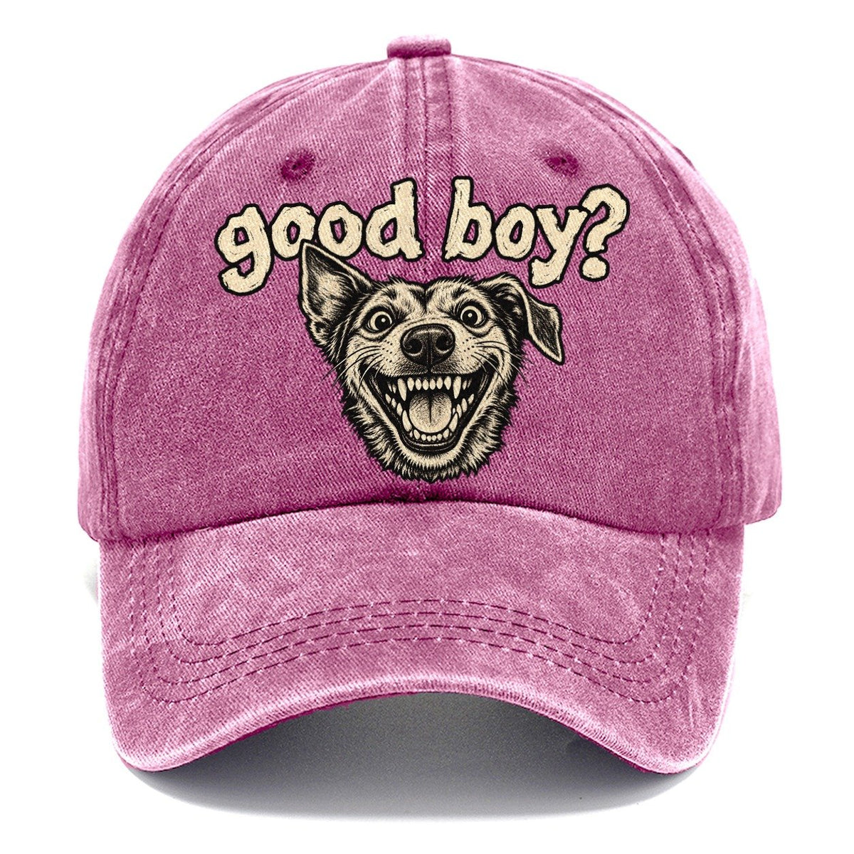 A Wide Eyed Feral Mongrel Head Grinning Straight At The Viewer Bark For Me Classic Cap – Dusty Rose