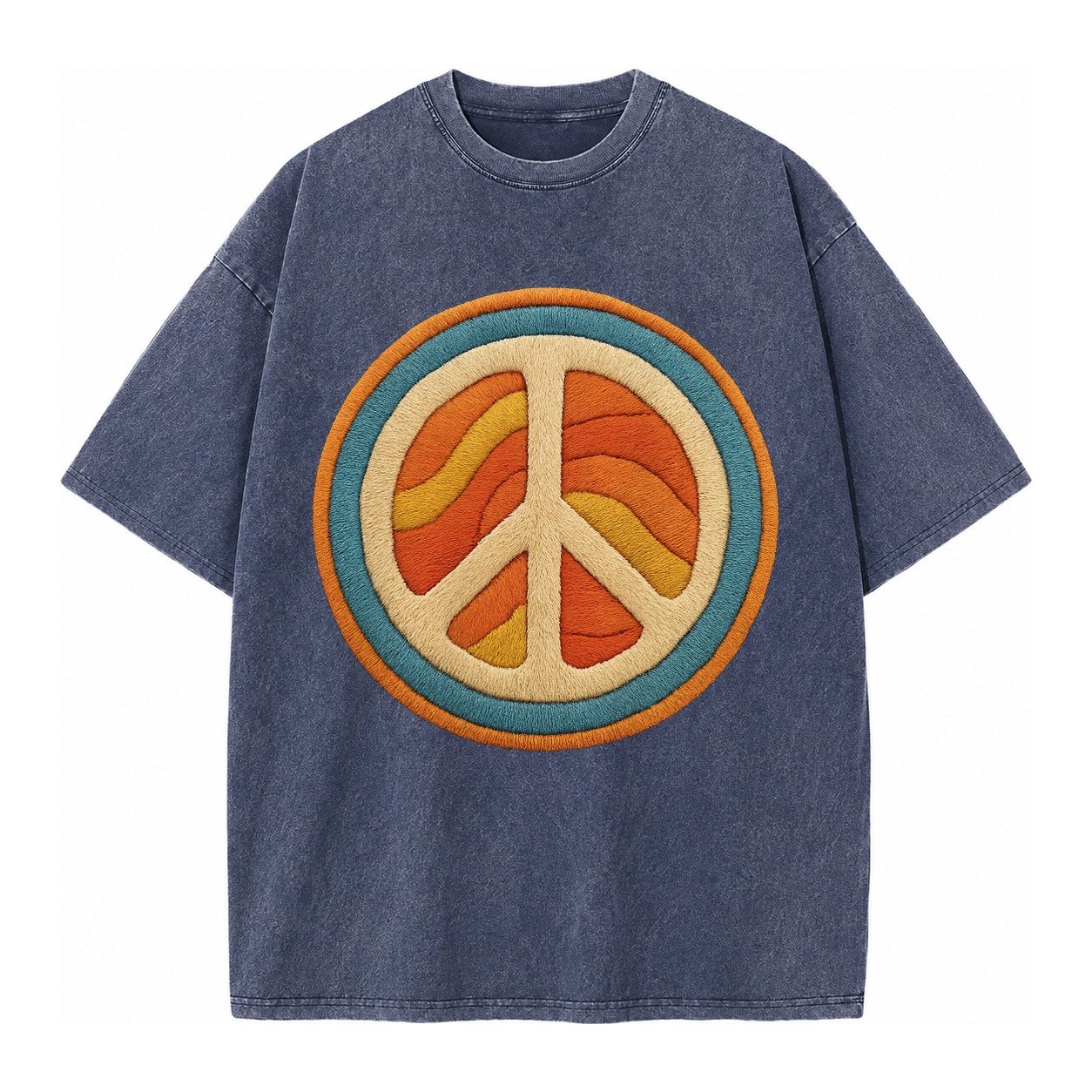 Retro Peace Harmony Vintage T-shirt – Blue