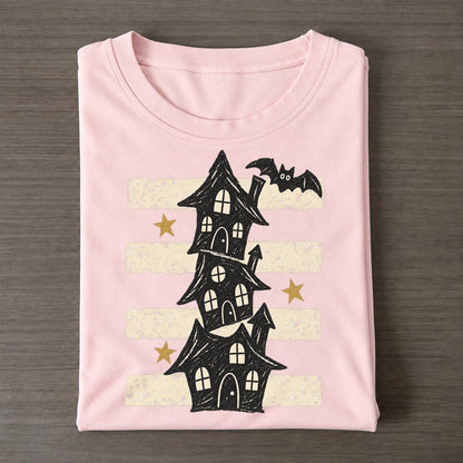 Chalk Haunted Houses Night Stripes Classic T-shirt – Pink