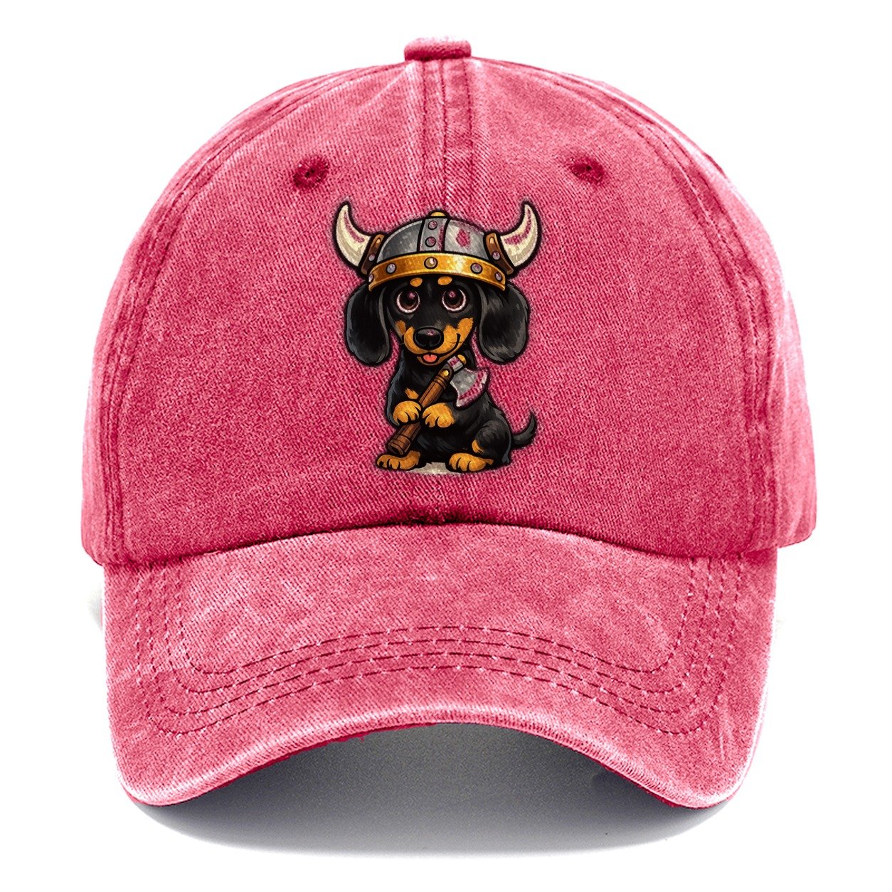 Dachshund Viking Warrior Classic Cap – Pomegranate Blush