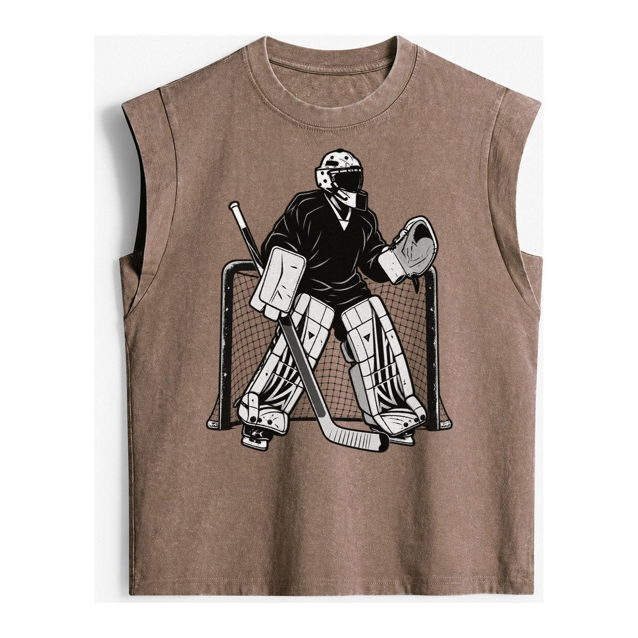 Hockey Goalie Vintage Washed Tank – Brown