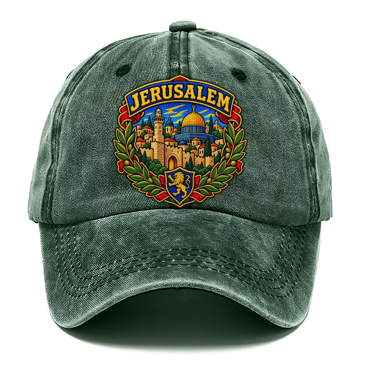 Skyline With Jerusalem Arc Jerusalem Classic Cap – Forest Mist