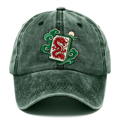 Red Dragon Mahjong Game Night Classic Cap – Forest Mist