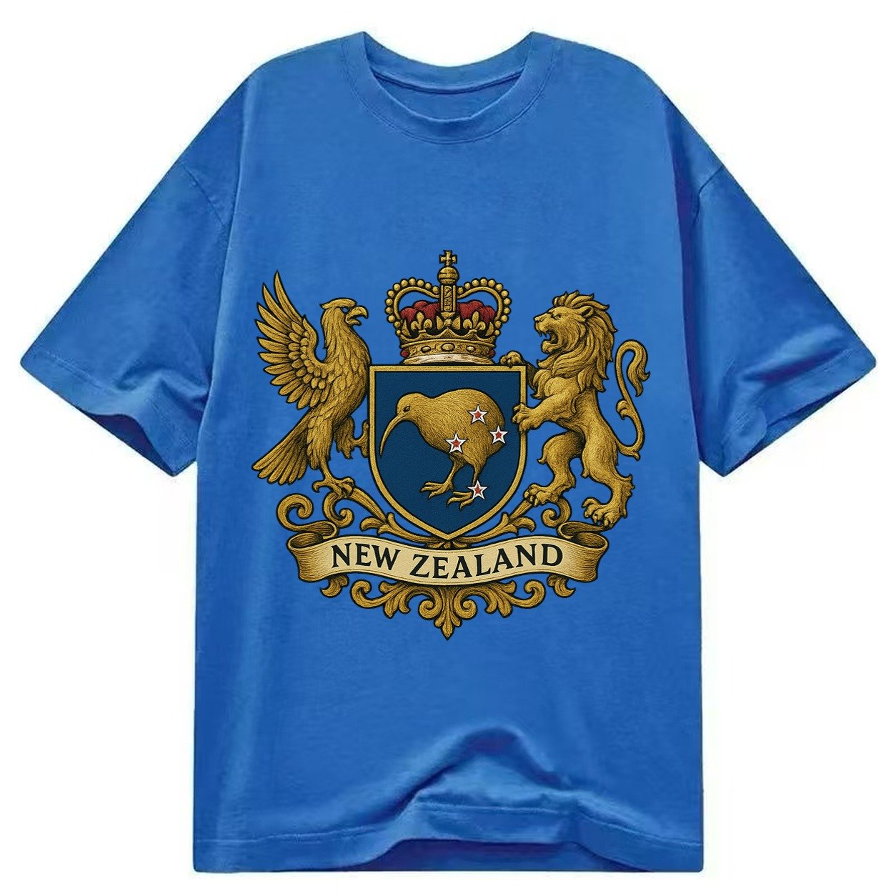 New Zealand Heritage Badge Kiwi With Southern Cross Styling Classic T-shirt – Blue