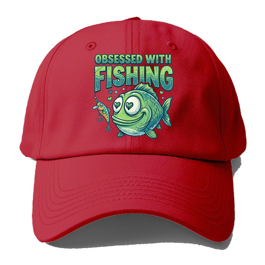 Obsessed With Fishing Baseball Cap – Red