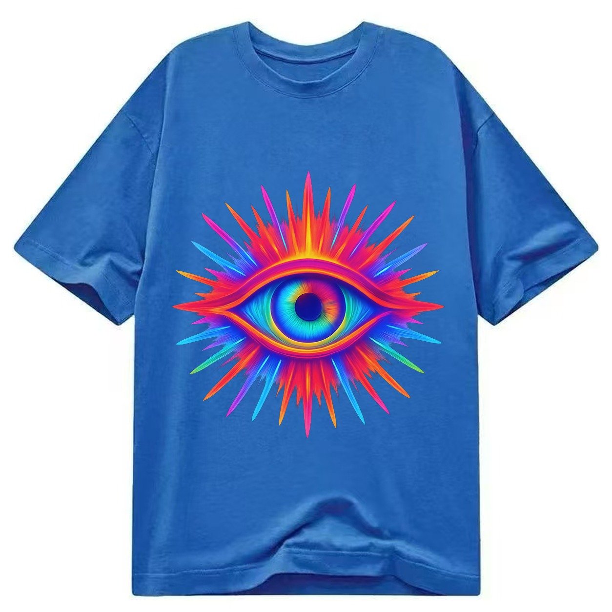 Rainbow Third Eye Prismatic Eye Radiating Spectrum Colors Re Classic T-shirt – Blue