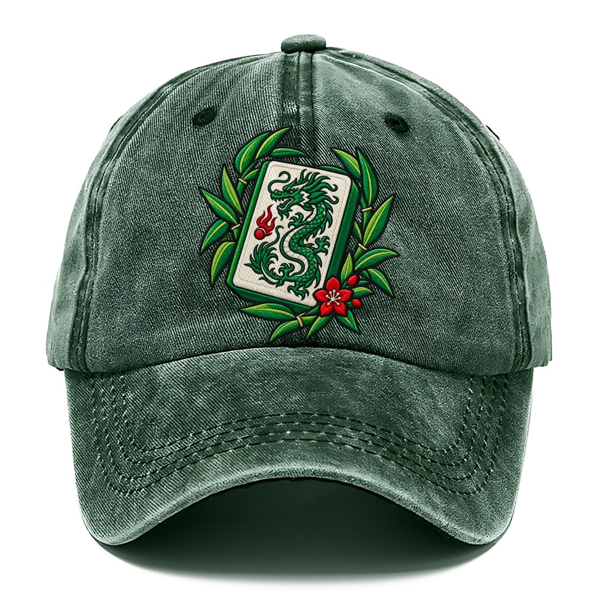 Green Dragon Mahjong Game Night Classic Cap – Forest Mist