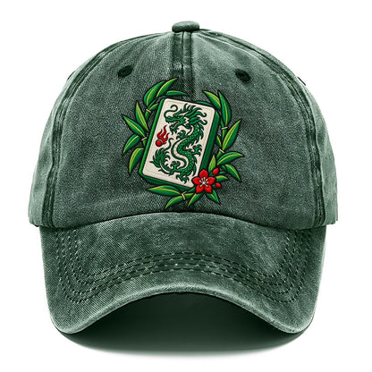 Green Dragon Mahjong Game Night Classic Cap – Forest Mist
