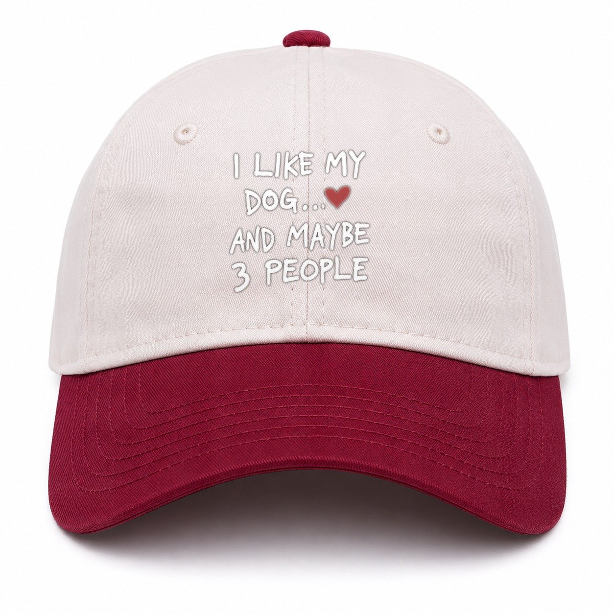 I Like My Dog And Maybe 3 People Two Tone Cap – Red
