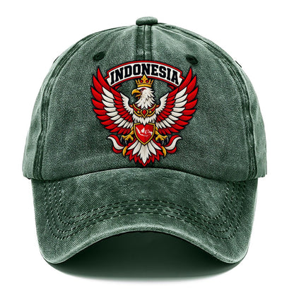 Indonesia Retro Badge Country Logos Classic Cap – Forest Mist