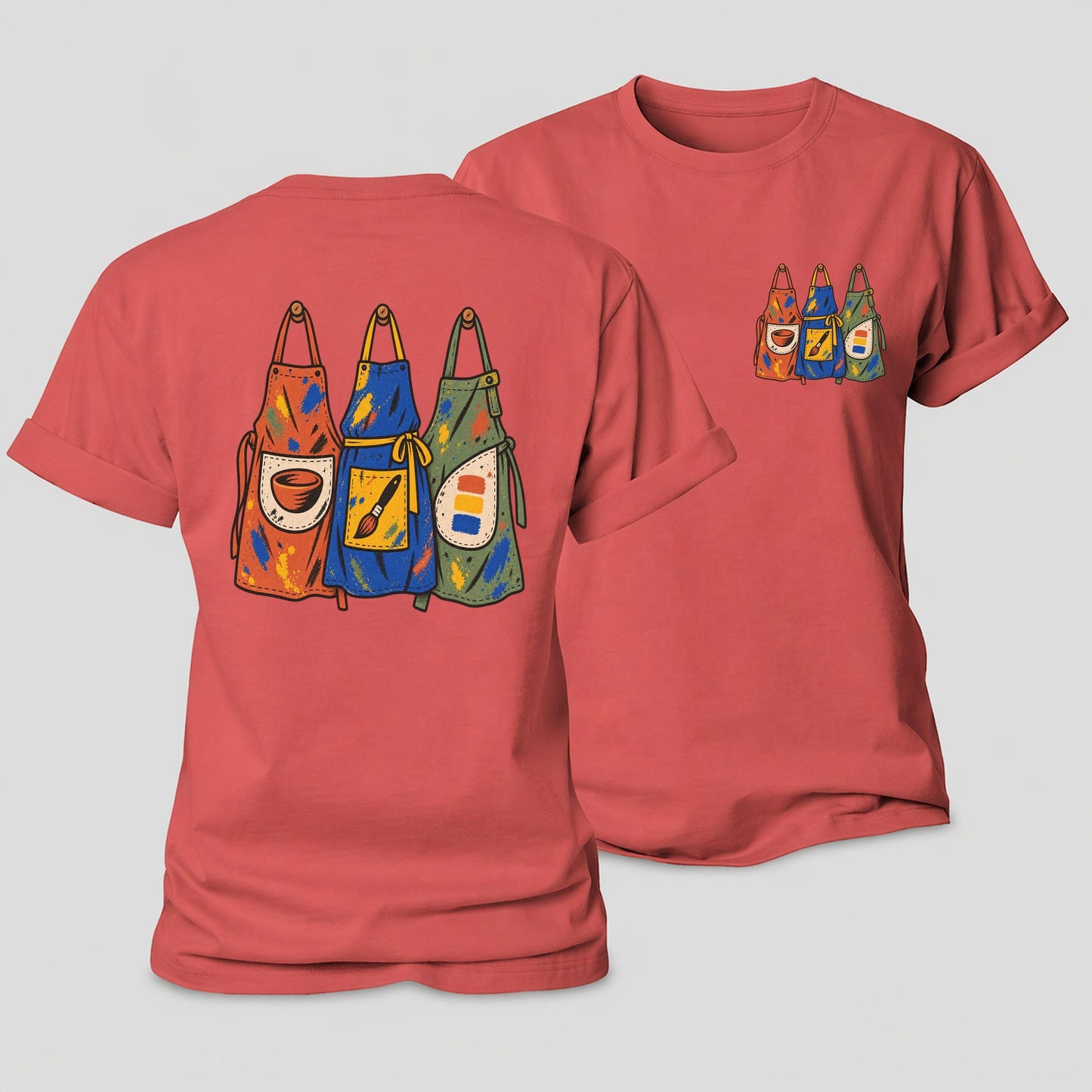 Class Apron Row Clay Color Makers Women's Cotton T-Shirt – Coral Red