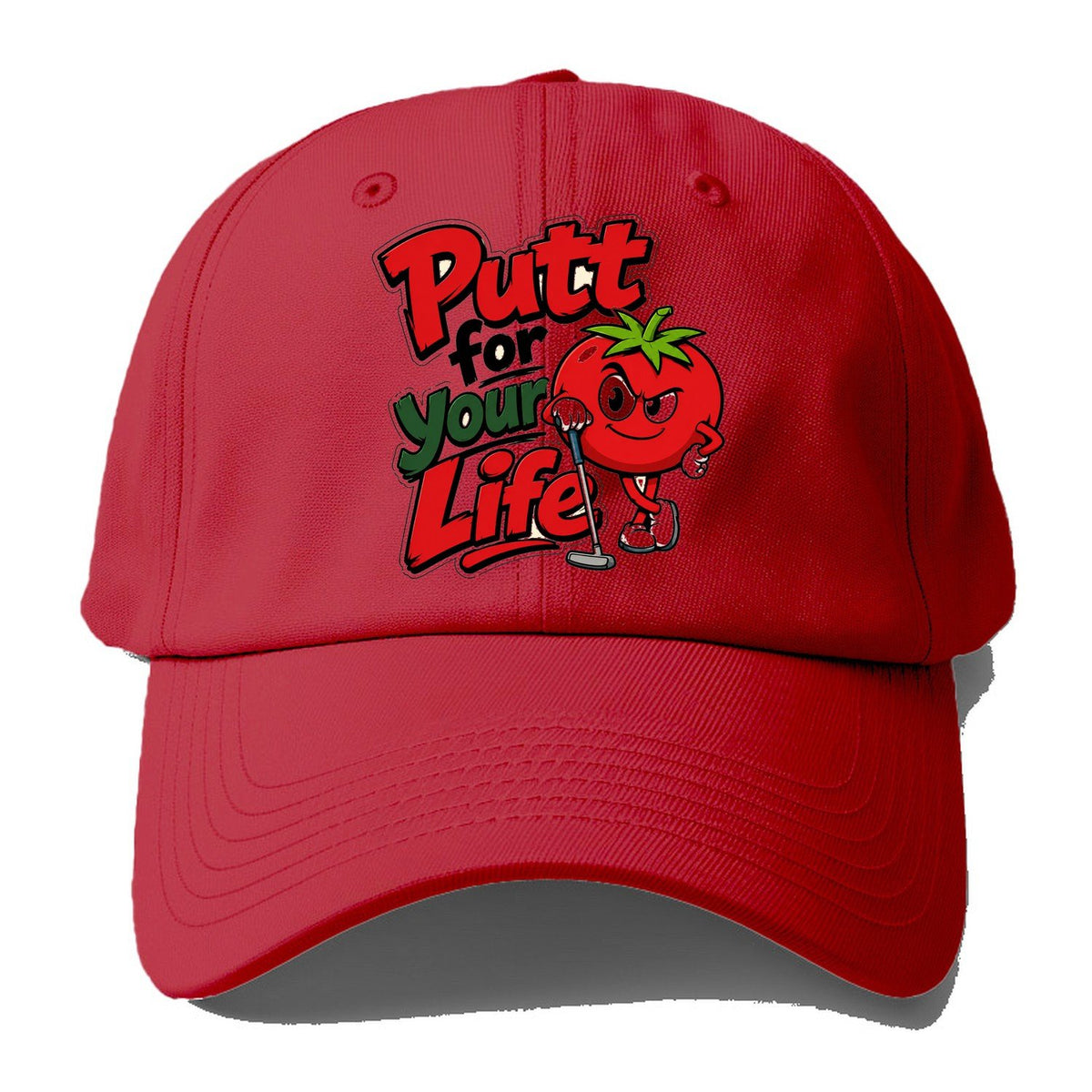 Putt For Your Life Golf Baseball Cap – Red