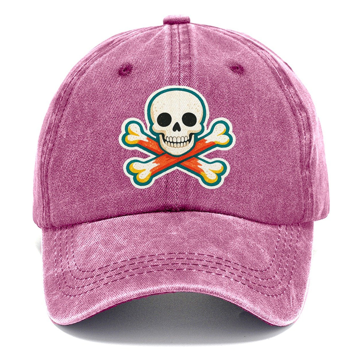 Teal Outline Skull and Crossbones Classic Cap – Dusty Rose