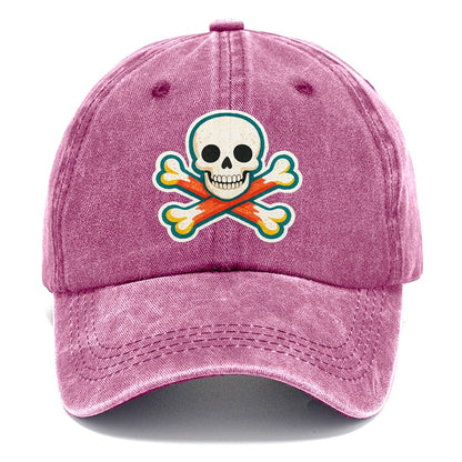 Teal Outline Skull and Crossbones Classic Cap – Dusty Rose