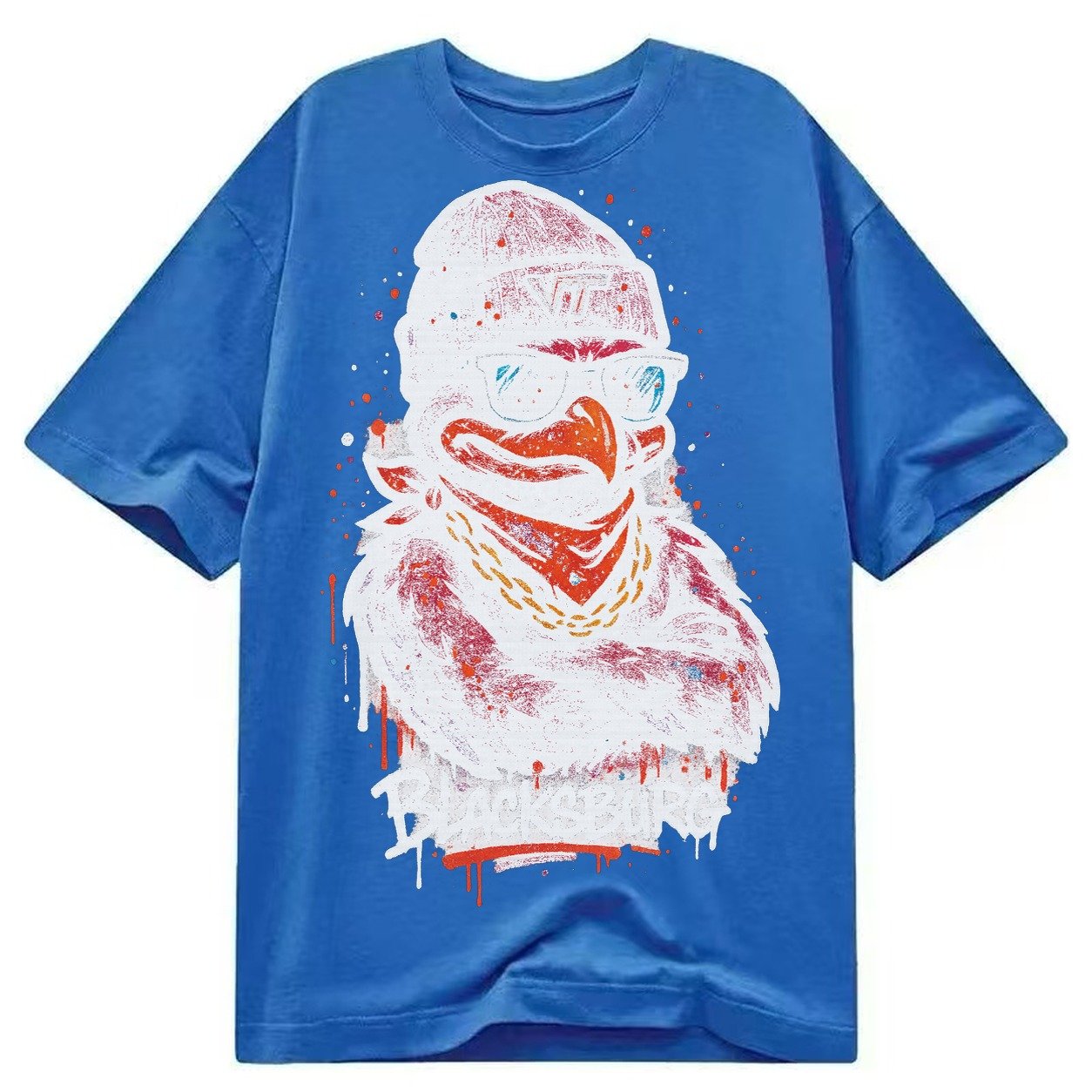 Blacksburg Hokiebird Wearing Virginia Tech Beanie With Vt Pa Classic T-shirt – Blue