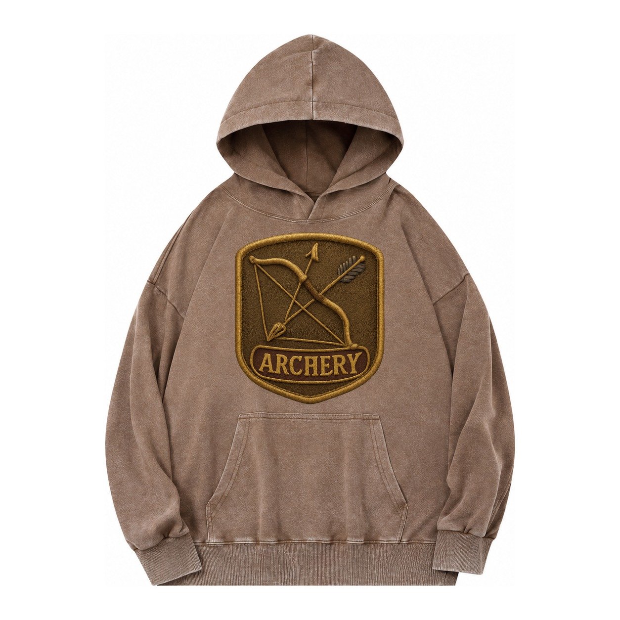 Bow And Arrow Crossed Archery Enthusiast Vintage Washed Hoodie – Brown